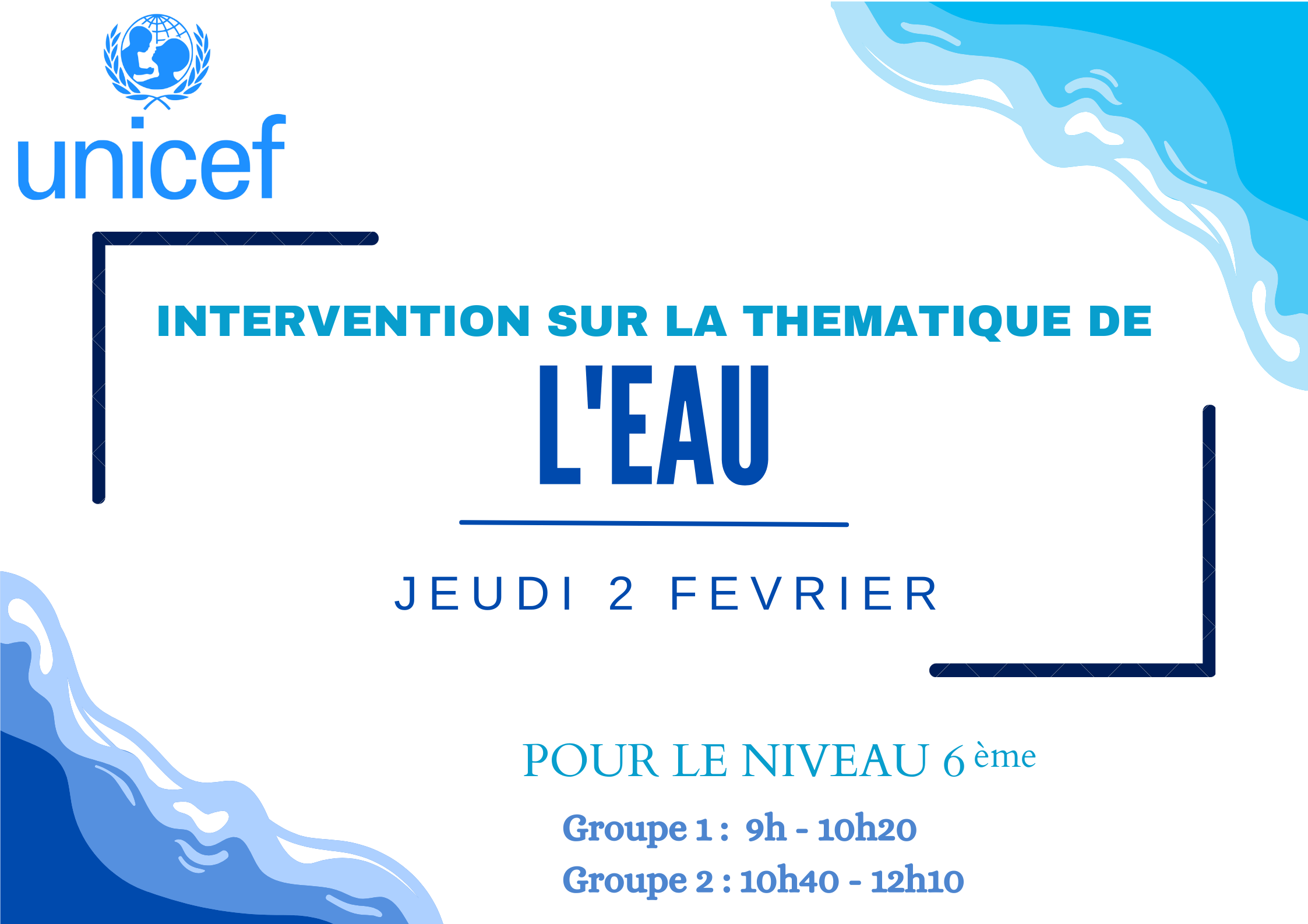 6è-5è: Intervention UNICEF 02/02/2023: L'eau